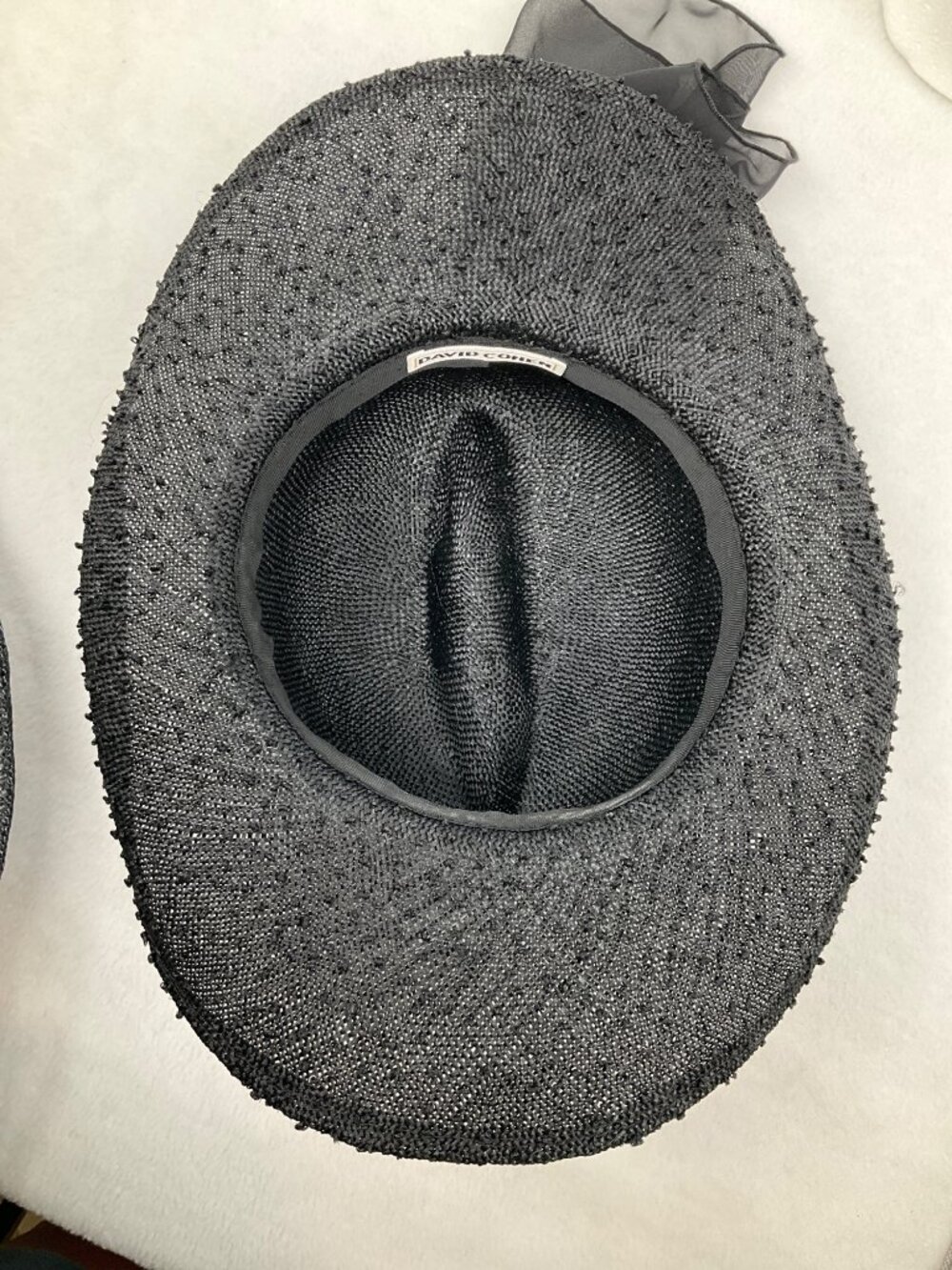 David Cohen Vintage Black textured Sun Hat with Bow - Picture 9 of 10